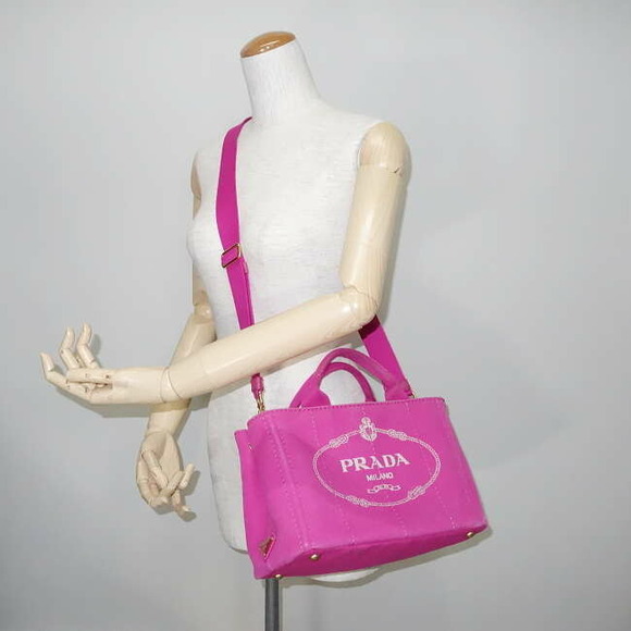 Prada Canapa Canvas Bag Pink - Picture 3 of 7